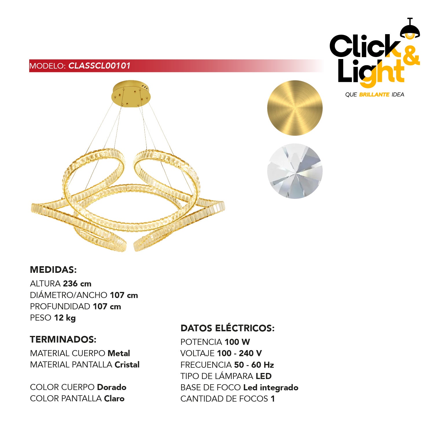 COLGANTE MELISSA MODERNO DORADO CLARO