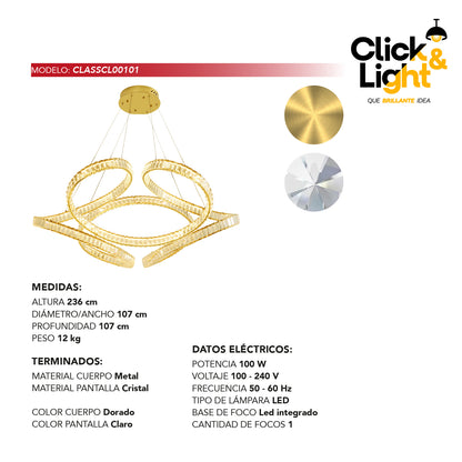 COLGANTE MELISSA MODERNO DORADO CLARO