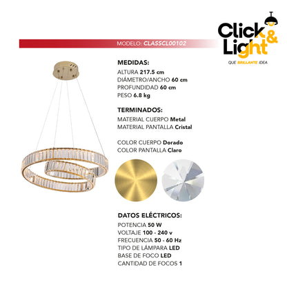 COLGANTE ANDREA MODERNO DORADO CLARO