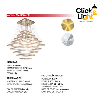 COLGANTE MODERNO LUCIANA DORADO CLARO