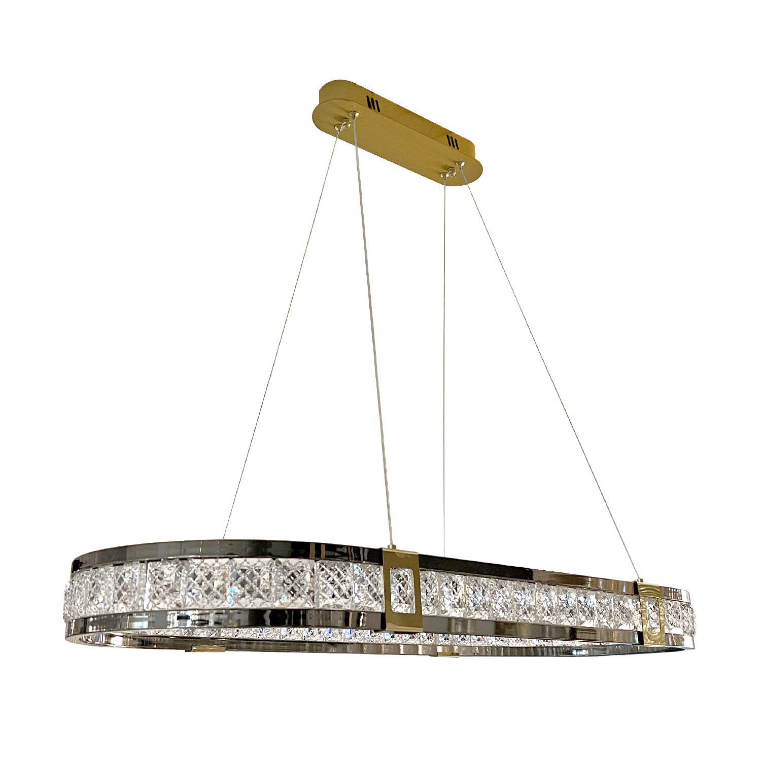 Colgante LED Moderno Dorado Negro Cristales Marca Class - Click & Light