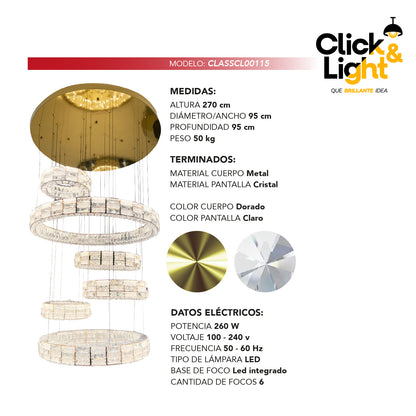 COLGANTE MODERNO MONICA DORADO CLARO