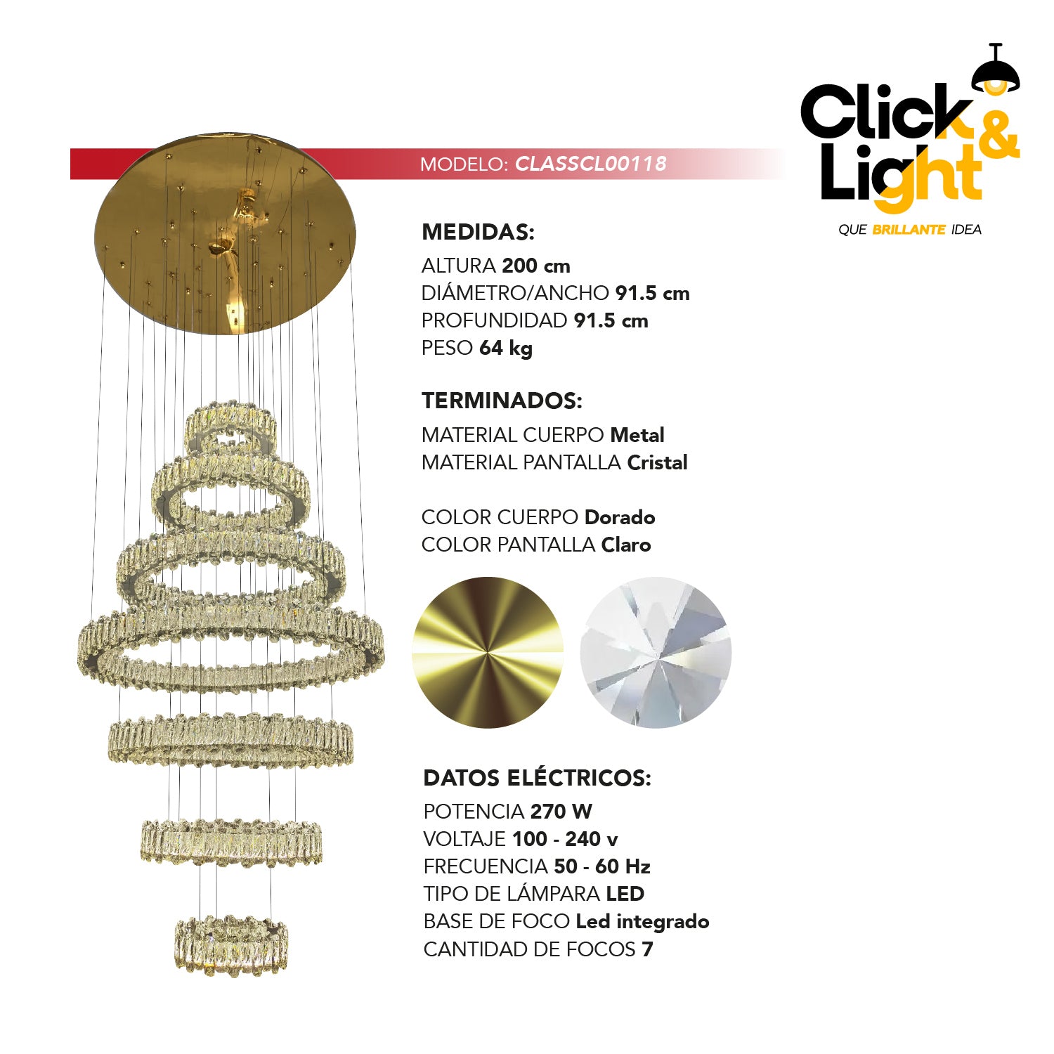 COLGANTE MODERNO GRACIELA DORADO CLARO