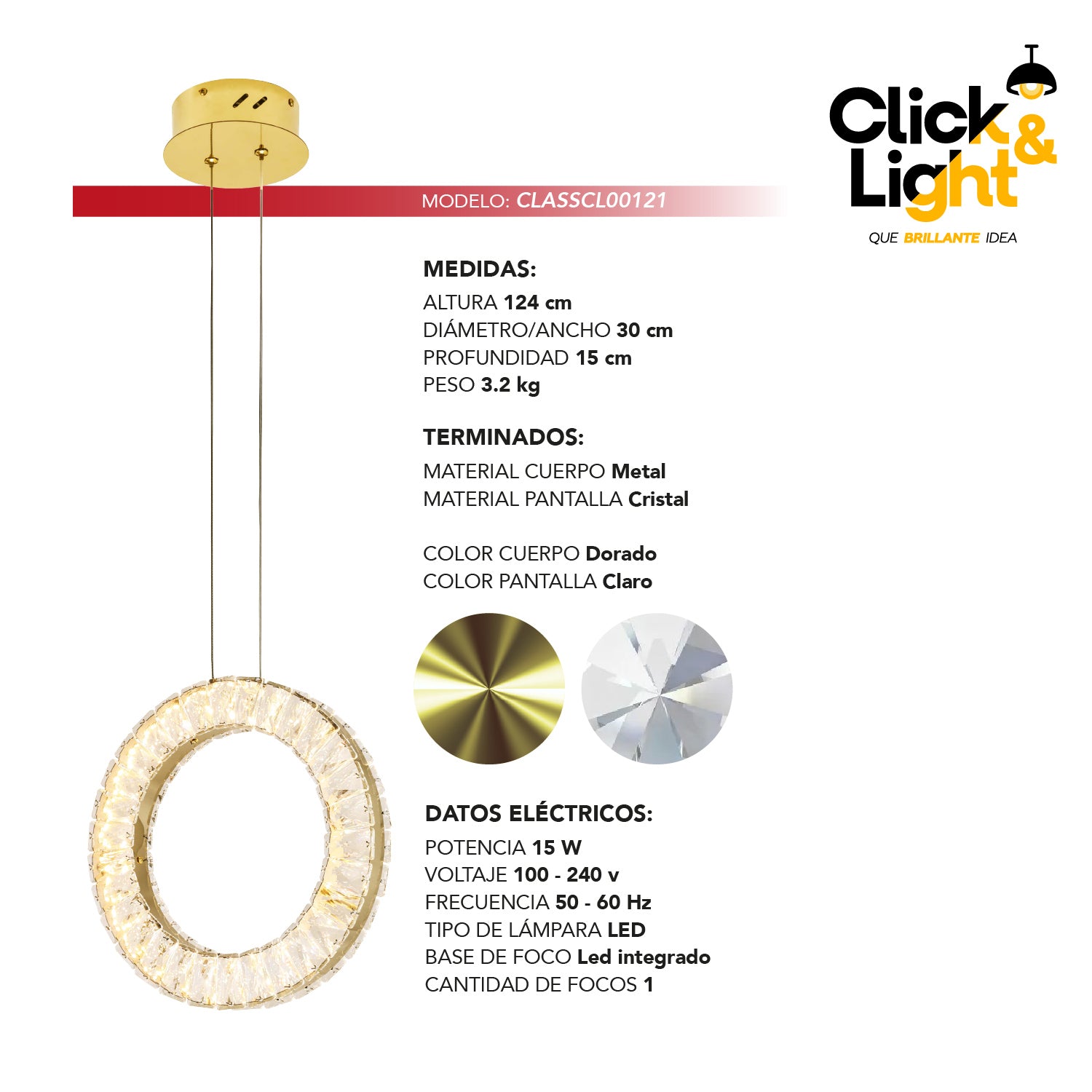 COLGANTE MODERNO FATIMA DORADO CLARO