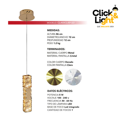 COLGANTE MODERNO ELIZABETH DORADO CLARO