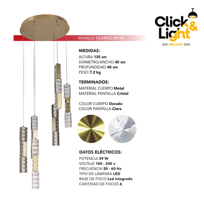 COLGANTE ISABELLA MODERNO  DORADO CLARO