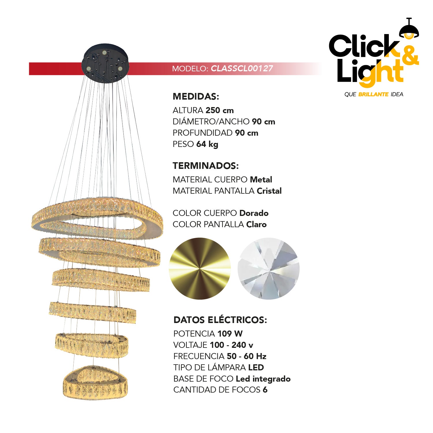 COLGANTE NATALIA MODERNO DORADO CLARO