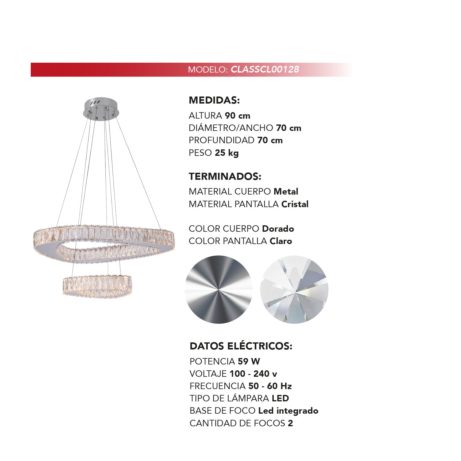 COLGANTE YOSELIN MODERNO DORADO CLARO