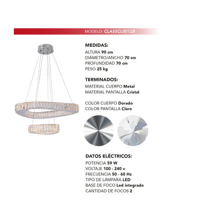 COLGANTE YOSELIN MODERNO DORADO CLARO