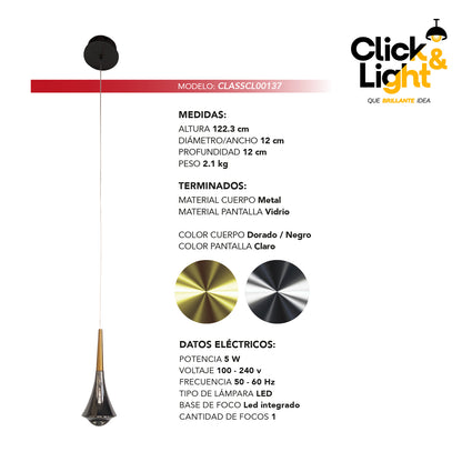 Colgante Marbella Moderno Dorado Negro