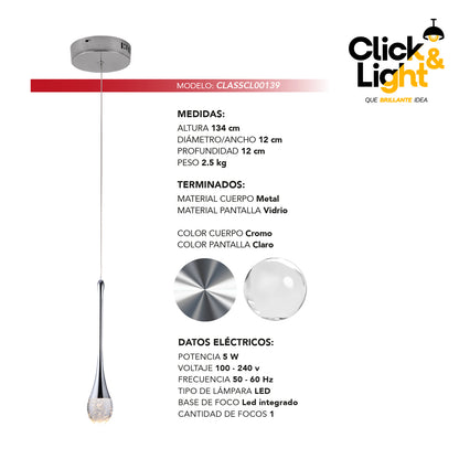 LÁMPARA DE TECHO DISA MODERNA COLOR CROMO CLARO