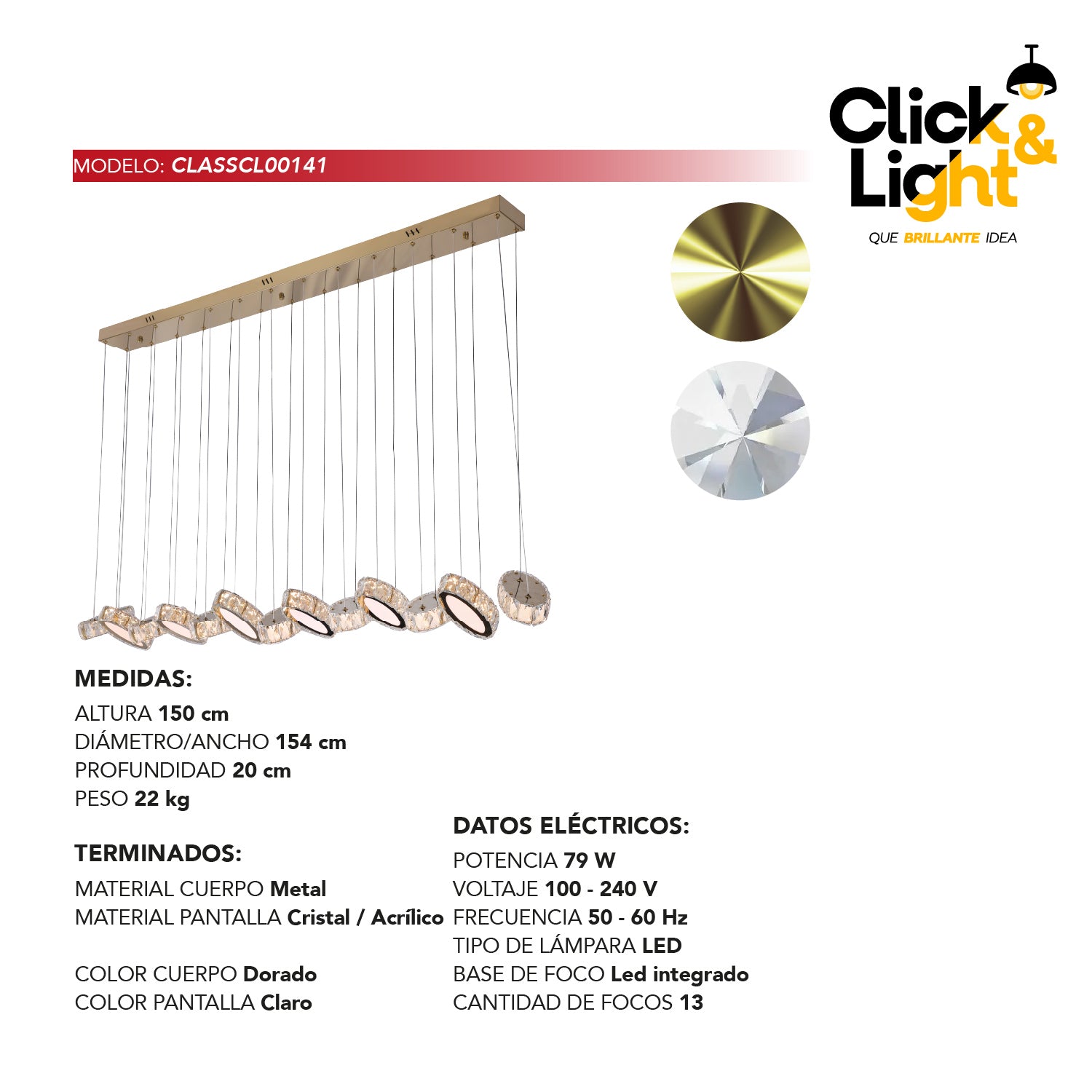 COLGANTE MODERNO DAISY COLOR DORADO CLARO