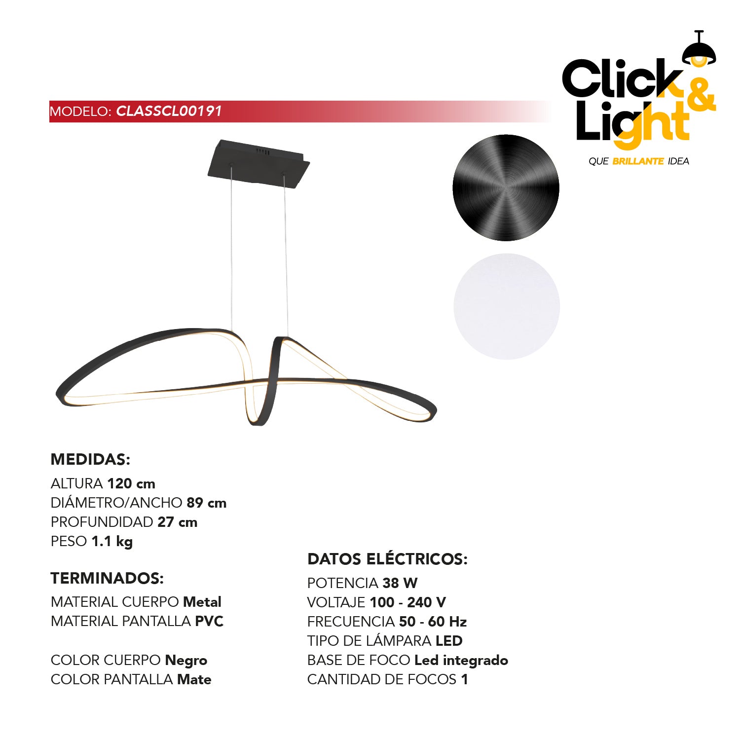 Colgante Minimalista Axis Color Negro Mate