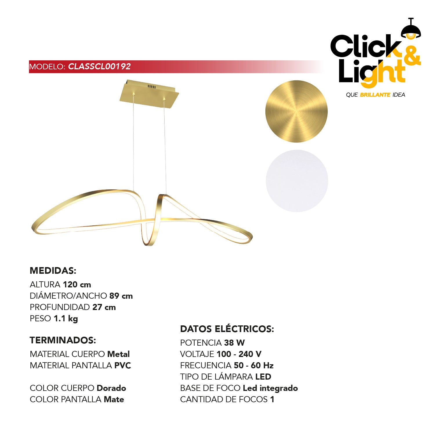 Colgante Minimalista Wolvo Color Dorado Mate
