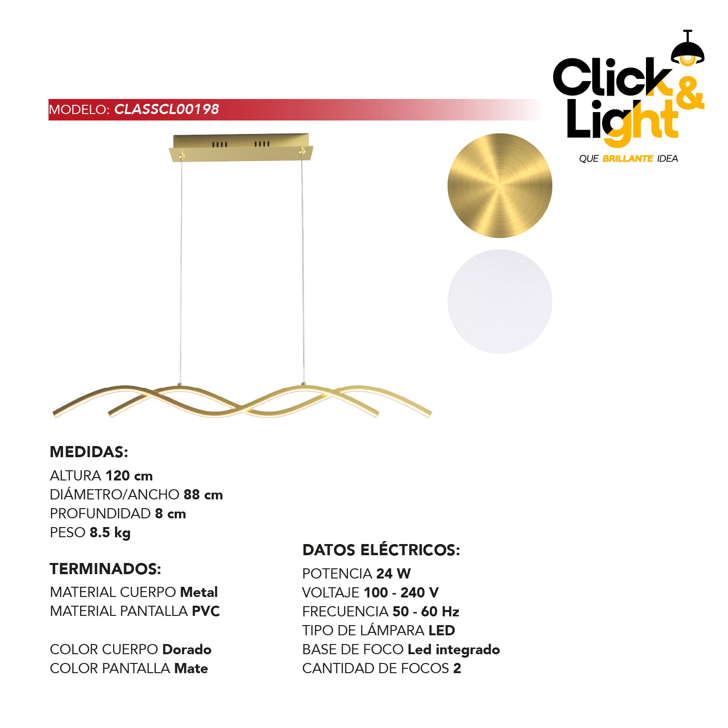 Colgante Minimalista Cira Color Dorado Mate