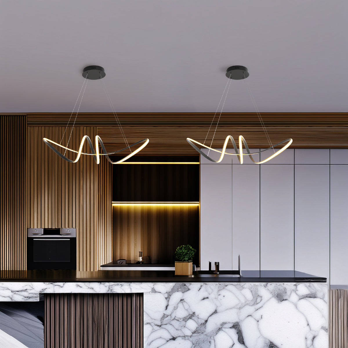 Colgante Bruma Negro Mate Minimalista · Click & Light