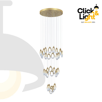 Colgante LED Nami · 32 aros, dorado