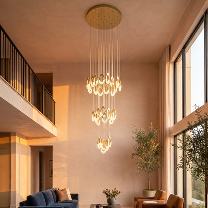 Colgante LED Nami · 32 aros, dorado