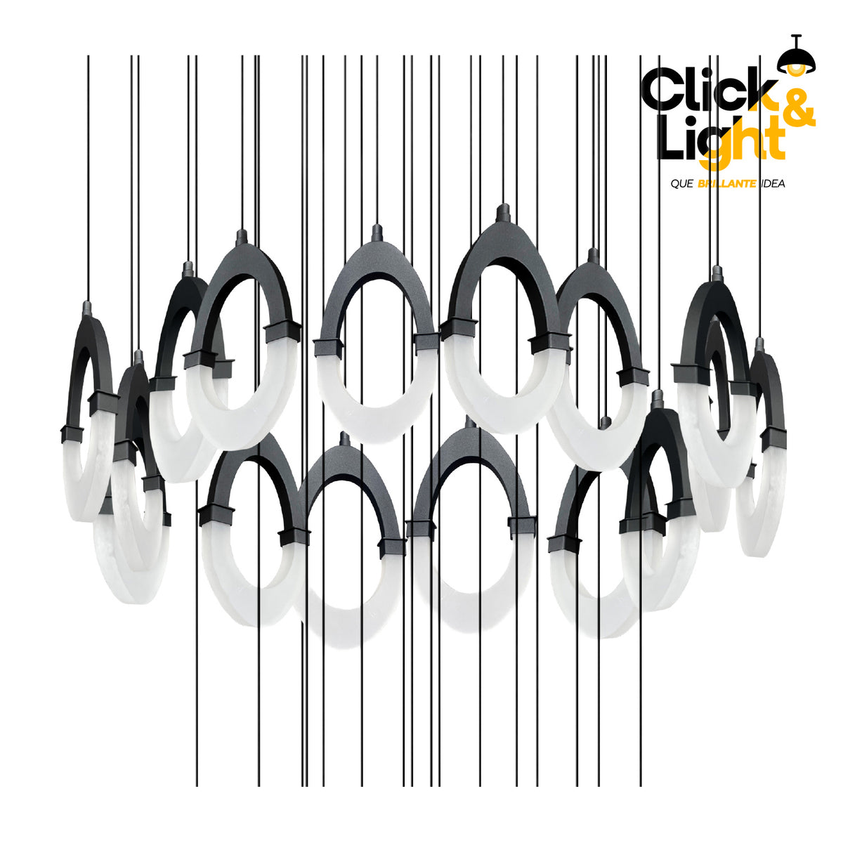 Colgante LED Nemo · 32 aros, negro