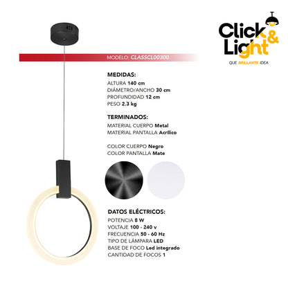 Lámpara Colgante Aura Negra LED