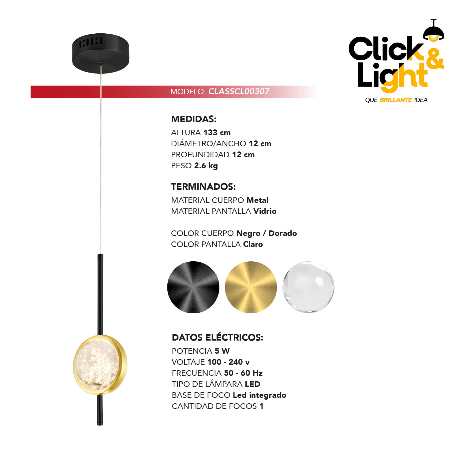 Lámpara Colgante Eclipse Black