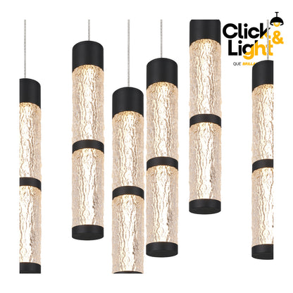 Colgante LED Joselo · 10 luces, acrílico texturizado