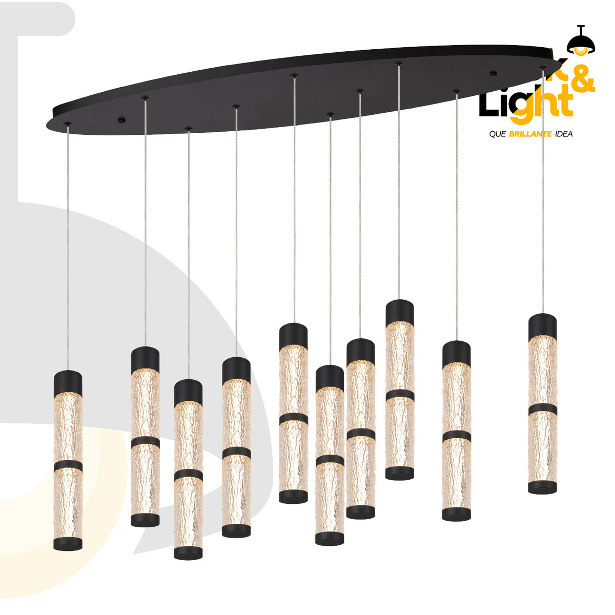 Colgante LED Joselo · 10 luces, acrílico texturizado