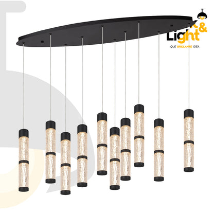 Colgante LED Joselo · 10 luces, acrílico texturizado