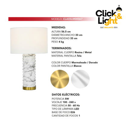 LÁMPARA DE MESA DIORÉ CONTEMPORÁNEA BLANCO