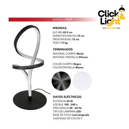 Lámpara de Mesa COUP Moderna Negra Led