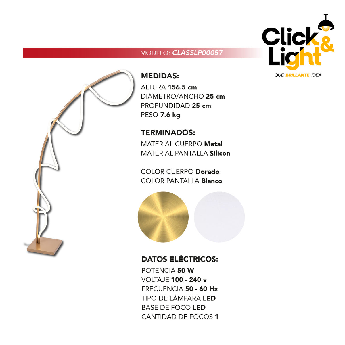 Lampara de Piso Isalu Dorado con Pantalla Led