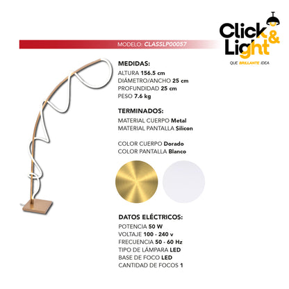 Lampara de Piso Isalu Dorado con Pantalla Led