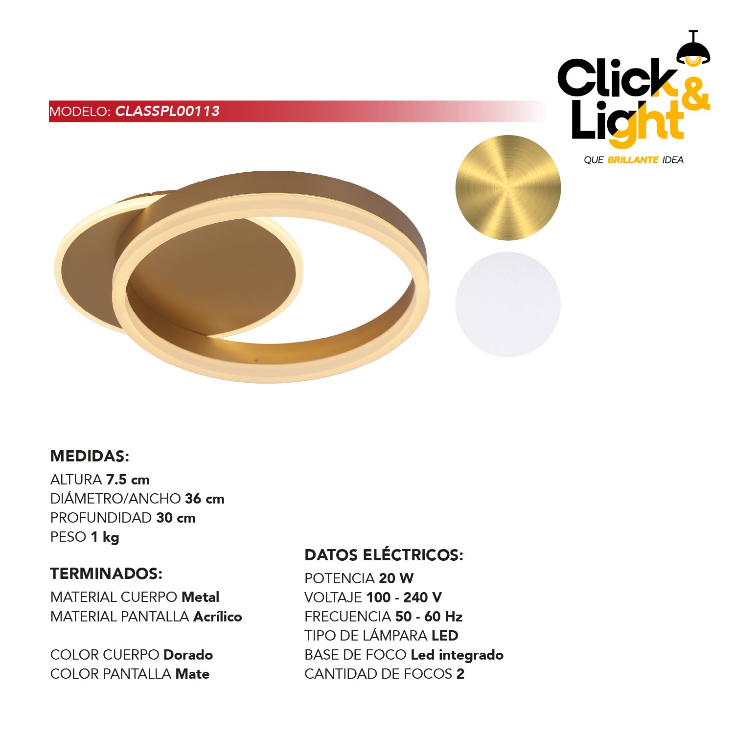 Plafón Orbe Estilo Contemporáneo