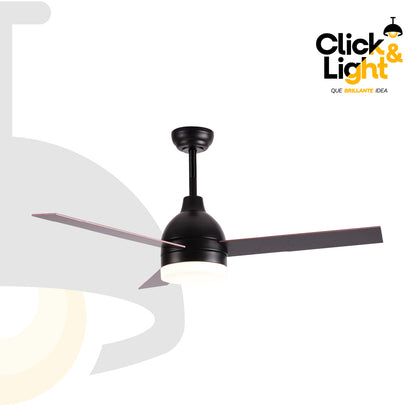 Ventilador de Techo LED Contemporáneo Color Negro con Aspas de Madera - Marca Class
