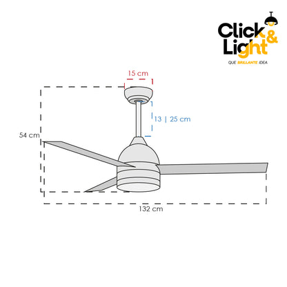 Ventilador de Techo LED Contemporáneo Color Negro con Aspas de Madera - Marca Class