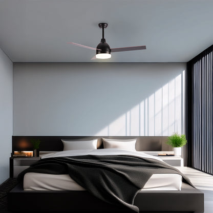 Ventilador de Techo LED Contemporáneo Color Negro con Aspas de Madera - Marca Class