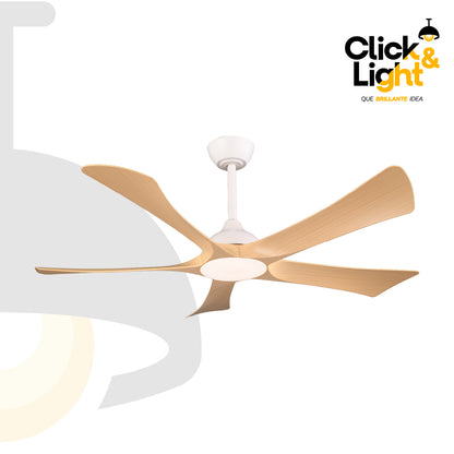 Ventilador de Techo de Estilo Contemporáneo en Color Blanco con Aspas Tipo Madera - Marca Class