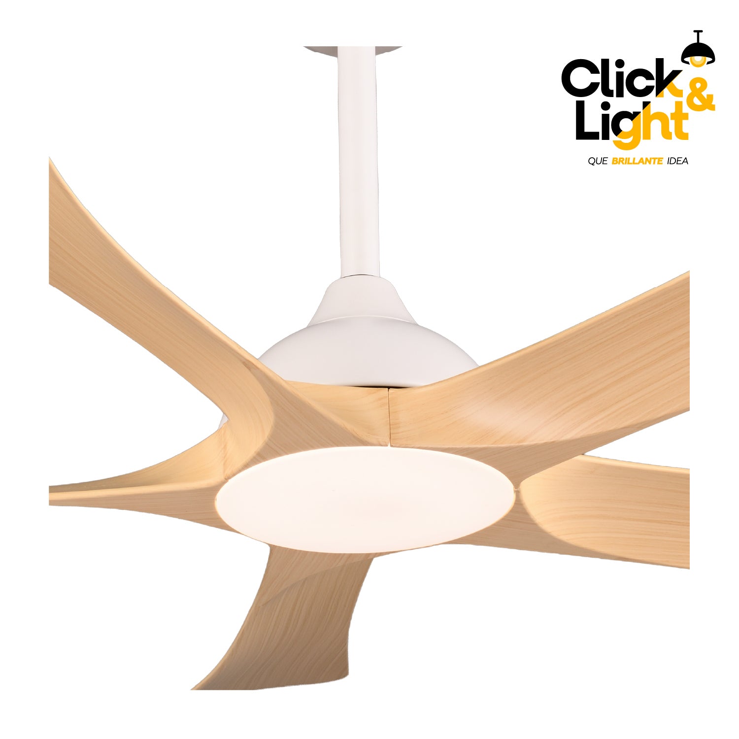 Ventilador de Techo de Estilo Contemporáneo en Color Blanco con Aspas Tipo Madera - Marca Class