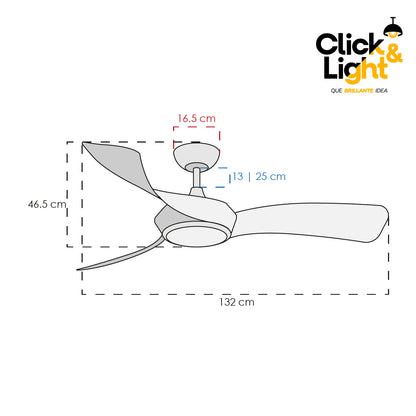 Ventilador Cyclon 3 Aspas LED Negro