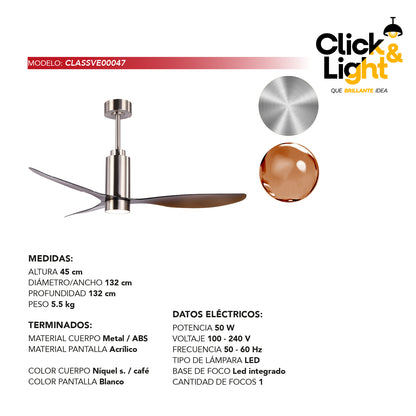 Ventilador Numa LED Níquel Satinado