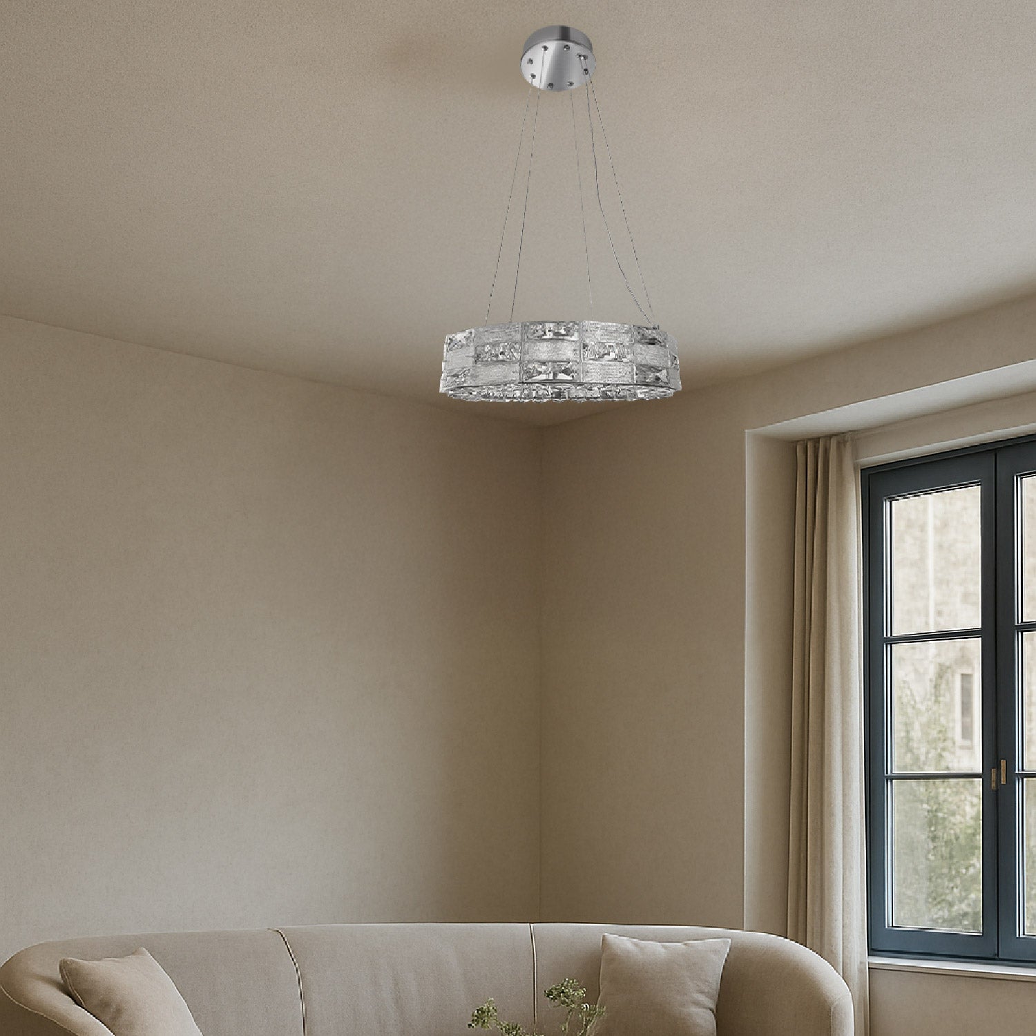 COLGANTE MODERNO CALIX COLOR CROMO CLARO