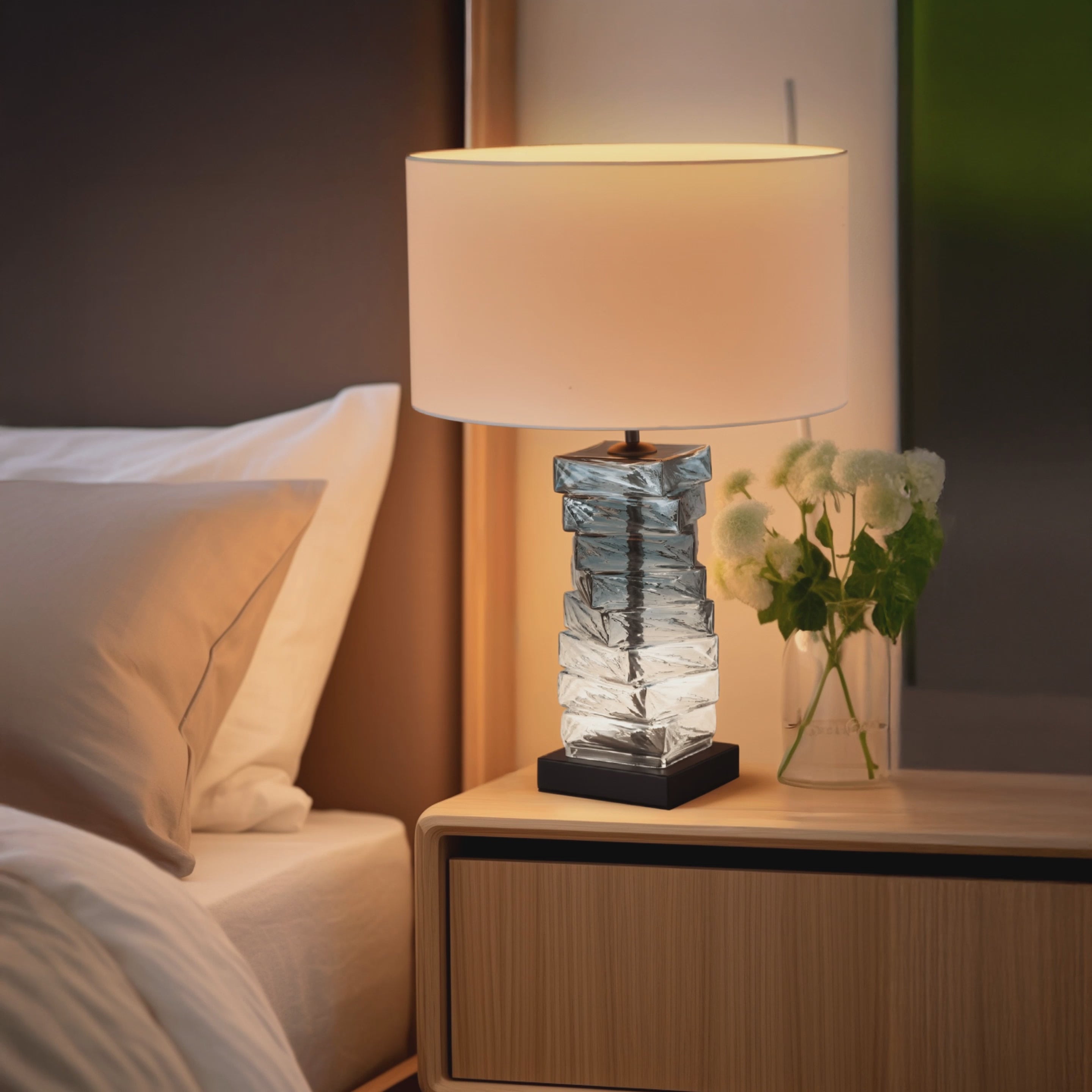 Lámpara De Mesa Celeste Estilo Contemporáneo