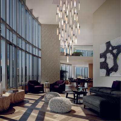 LAMPARA COLGANTE  CORAL LINGOTES 45 LUCES CROMO MODERNO